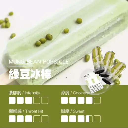 ILIA電子煙彈綠豆冰棒.webp ILIA 哩亞一代電子煙彈一盒3入【綠豆冰棒】